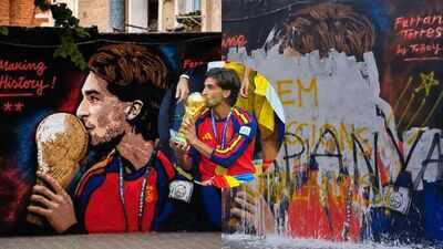 ferran torres world cup mural vandalised in barcelona