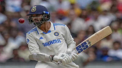india39s washington sundar watches the ball as he bats during play on the third d