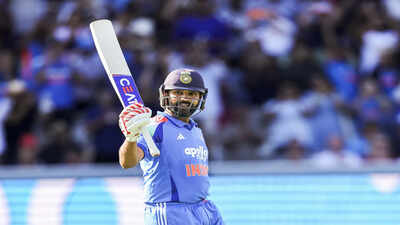 london england jul 19 ani india39s rohit sharma celebrates his century duri