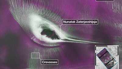 nasa39s nisar satellite captures a striking 39hummingbird39 pattern hidden in antarctica39s ice