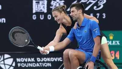 novak djokovic teams up with aryna sabalenka photo by getty images
