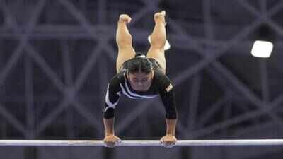 pranati nayak of india competes on the balance beam at the women39s team artistic