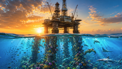 these oil rigs once drilled for crude and symbolised pollution now nature has turned them into thriv