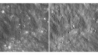 a nasa spacecraft circling the moon is providing the sharpest views yet of the crater carved by a cr