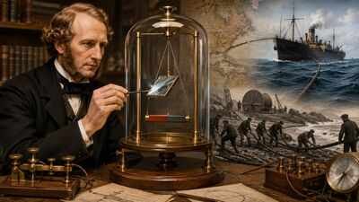 in 1854 william thomson used a tiny mirror on a suspended magnet to help solve the problem of sendin