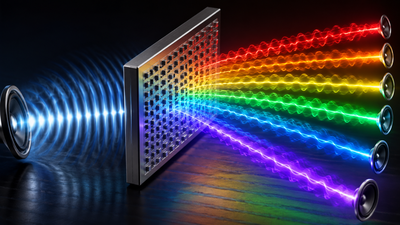 in 2025 scientists made sound behave like a rainbow separating different frequencies and sending the