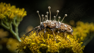 a fungus turns beetles into zombies and makes them die on flowers scientists say the timing helps in
