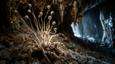 in 2025 scientists discovered a new zombie fungus in british caves it appears to manipulate spiders