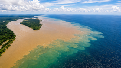 the amazon river pours 28 billion gallons of freshwater into the atlantic ocean every minute making